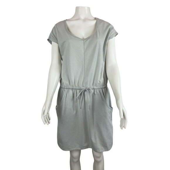 The North Face Dress Medium Sleeveless Gray Pockets Drawstring Waist Striped - Picture 1 of 7